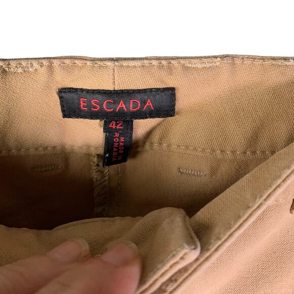ESCADA Pants Womens 12 Light Brown Straight Leg Cotton Jeans Mid-Rise Stretch - Picture 2 of 11